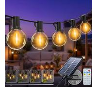 kolpop Guirlande Solaire Exterieur Dimmable, 8 Modes 20M Guirlandes Lumineuse Exterieure Solaires, IP65 Étanche Lumiere Guinguette Ampoule pour Jardin Terrasse Cour Pergola Fête
