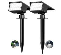 kolpop [Lot de 2/77 lampes de jardin LED pour jardin extérieur 6000 K blanc froid, étanchéité IP65, 3 modes, 800 lm, lampes solaires Dusk to Dawn pour cour, arbres, chemin, plantes d'extérieur