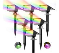 kolpop Lot de 2 Spot Solaire Exterieur, 77 LED Lampe Solaire Exterieur Jardin Puissante avec 3 Modes d'Éclairage, Lumiere Solaire Exterieur IP65 Étanche pour Jardin Allée Chemin, RGB