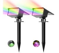 kolpop Lot de 2 Spot Solaire Exterieur, 77 LED Lampe Solaire Exterieur Jardin Puissante avec 3 Modes d'Éclairage, Lumiere Solaire Exterieur IP65 Étanche pour Jardin Allée Chemin, RGB