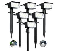 kolpop Lot de 6 Spot Solaire Exterieur, 77 LED Lampe Solaire Exterieur Jardin Puissante avec 3 Modes d'Éclairage, Lumiere Solaire Exterieur IP65 Étanche pour Jardin Allée Chemin, Blanc Froid