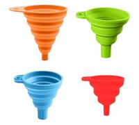 KOLZEMV 4 Pièces Entonnoir Pliable, entonnoir,entonnoir cuisine,Entonnoirs de Cuisine Entonnoir Pliable Coloré en Silicone Entonnoir Télescopique Portable pour Transfert Liquides et Poudres (S/M/L/XL)
