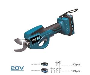 Koma Tools 20v-tp Kit Sécateur Électrique 20 V avec Batterie 2.0 Ah et Chargeur, Minceur, Coupe Ø 28 mm, Bleu/Noir