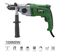 Koma Tools TP-1050 Perceuse à percussion filaire 1050W Mandrin automatique 13mm 2m câble Vitesse variable 2800tr/min