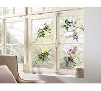 Komar 16007 Lot de 2 Planches de Stickers pour fenêtre Motif Oiseaux et Oiseaux chantants 31 x 31 cm, Coloré