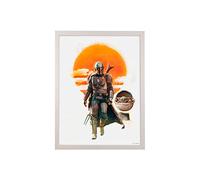 Komar Cadre photo en bois blanc avec tableau mural The Child Family Trip mandalorien en kit - Dimensions : 30 x 40 cm - Décoration murale, pour enfants, adolescents