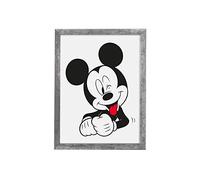 Komar Cadre photo en bois et pierre argentée avec inscription « Mickey Mouse Funny » - Dimensions : 30 x 40 cm - Décoration murale Disney et souris