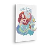 Komar Disney Ariel Explore your World Tableau sur châssis 30 x 40 cm pour chambre d'enfant, décoration murale, bleu