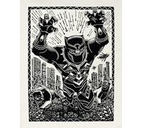 Komar Marvel Black Panther Lino-Cut Charge Tableau mural pour chambre d'enfant 40 x 50 cm