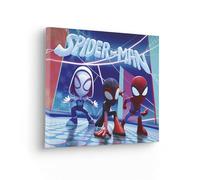 Komar Marvel - Spidey and His Amazing Friends Glowy Spideys - Image sur toile pour chambre d'enfant - 40 x 30 cm, bleu, rouge, violet