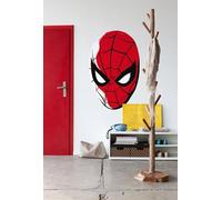 Komar Papier peint photo autocollant en intissé - Motif tête de tête de Spider-Man - Dimensions : 125 x 125 cm - Décoration murale pour chambre d'enfant - Marvel