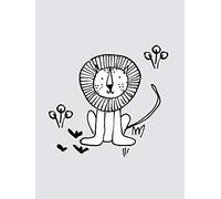 Komar Scribble Lion Tableau Mural sans Cadre, Noir/Blanc, P104E-30x40