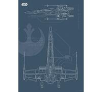 Komar Star Wars Blueprint X-Wing - Taille : 50 x 70 cm Tableau mural (sans cadre)