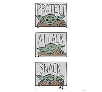Komar Star Wars Mandalorian The Child Protect Attack Snack 50 x 70 cm | Baby Yoda Décoration murale Poster Impression d'art | Taille cadre | WB-SW-010-50 x 70 cm Multicolore