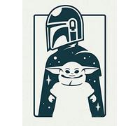 Komar Star Wars WB-SW-002 Tableau mural Mandalorian The Child and Father - Décoration - Poster - Impression d'art - Dimensions : 50 x 70 cm - Bleu et blanc