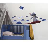Komar Sticker mural Disney Stitch Live Action Hit the Waves - Dimensions : 70 x 50 cm (13 pièces) - Décoration murale pour chambre d'enfant - Bleu