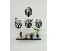 Komar Sticker mural Star Wars The Mandalorian Helmets - Dimensions : 50 x 70 cm - Pour chambre d'enfant, Gris