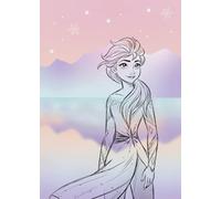 Komar Tableau mural Disney La Reine des Neiges Pastel Lights - Dimensions : 50 x 70 cm - Poster pour chambre d'enfant - Roulé sans cadre - Violet, rose