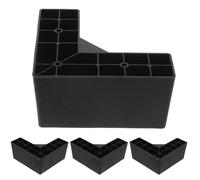 KOMBIUDA 4 Pièces Rehausseurs De Meuble en Plastique Canapé en Forme De L Pieds De Support Noirs 7. 5Cm pour Lit Et Lave-Linge