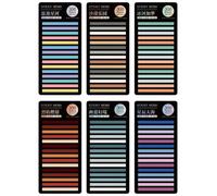 KOMBIUDA 6 Ensembles Autocollants de Marquage Multicolores Étroits, PET | Adhésif Amovible, Écriture Fluide, Portable, pour Bureaux et Écoles, Lecture des Marques Papier Mat Style Aléatoire