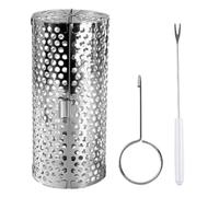 KOMBIUDA Acier Cage Argenté en Inoxydable Ronde Barbecue Roulante | Ouverture Facile, Chaleur Uniforme, Usage Polyvalent, Crochet Inclus, pour Cuisson Extérieure et Grillades