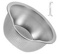 KOMBIUDA Bassine à légumes inox grande capacité avec passoire pour laver le riz, bassin épaissi en acier inoxydable pour utilisation ménagère
