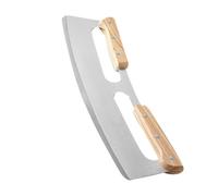 KOMBIUDA Coupe-pizza pour Découpes Nettes en Acier Inoxydable Deux Poignées en Bois, Trancheuse à Pizza Tranchante et Préparation Facile Cuisine