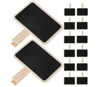 KOMBIUDA Mini Tableaux Noirs Étiquettes Polyvalentes Pince Robuste Lot de 18 en Bois et Organisation lors de Pique-niques pour Buffet et Bureau pour Aliments