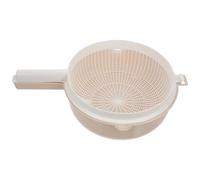 KOMBIUDA Panier D'égouttage pour Servir et Égoutter Double Couche en Plastique Beige Poignée, Multifonction pour Légumes et Fruits Cuisine Réutilisable