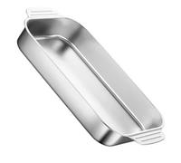 KOMBIUDA Plat à Rôtir Inox Rectangulaire Épais, Fond Plat, Induction | Plat Inox Barbecue, Acier Inoxydable Argenté, 41x24x5,3cm, pour Lasagnes et Légumes