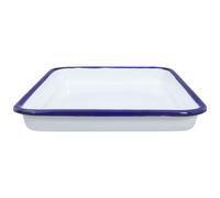 KOMBIUDA Plateau de Service Rectangulaire Blanc en Émail, Élégant Cuisine | Grand Format, Facile à Entretenir, Polyvalent et Résistant aux Rayures, pour Servir les Aliments