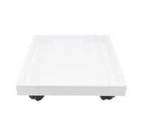KOMBIUDA Support de Pot de Fleurs Carré à roulettes, Résine Blanche | Plateau Amovible, Base Mobile, Protège Sols et Surfaces des Traces D’eau Terre