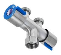 KOMBIUDA Water Hose Y Splitter 1/2 inch Stainless Steel, Two Water Outlets, on/Off Switch for Each Side, Space-Saving Solution for Kitchen Faucet and Showerheads