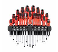 KOMBO - Kit Professionnel 38 Pièces avec Tournevis et Embouts en Cr-V - Support Mural Inclus, Porte Inclinable, Poignées Antidérapantes - Tournevis Standard, Torx, PH, SL, de Précision