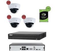 KOMELEC Pack de vidéosurveillance ip poe 3 caméras dôme 4mp - 20 jours d'enregistrement Blanc G