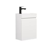 Kometmöbel Meuble de salle de bain pour invités Blanc 40 cm | Déjà monté, porte à fermeture amortie, montage mural, peu encombrant, pour salle de bain d'invités et WC, design moderne
