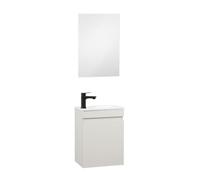 Kometmöbel Meuble Lave-Mains 40cm Lavabo déjà monté Cachemire avec Miroir | Déjà monté, Porte à fermeture douce, Suspendu au mur, Gain de place, Pour salle de bain d'invités et WC, Design moderne