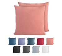 Komfortec 100% Coton Jersey Taie d'oreiller - Lot de 2-40x40 cm, Oreiller 150 g/m², Housse de Coussin, Poudre