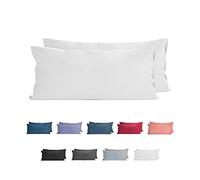 Komfortec 100% Coton Jersey Taie d'oreiller - Lot de 2-40x80 cm, Oreiller 150 g/m², Housse de Coussin, Blanc