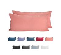 Komfortec 100% Coton Jersey Taie d'oreiller - Lot de 2-40x80 cm, Oreiller 150 g/m², Housse de Coussin, Poudre