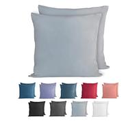 Komfortec 100% Coton Jersey Taie d'oreiller - Lot de 2-60x60 cm, Oreiller 150 g/m², Housse de Coussin, Gris