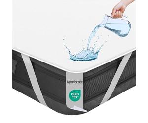 Komfortec 200x200 cm Protège Matelas, Alèse Imperméable, Silencieux et Respirant, Anti-Acarien, Hypo-Allergénique, Blanc
