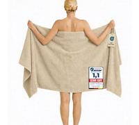 Komfortec Drap de Bain 100x200 cm, 100% Coton, Grande Serviette de Bain, Douce et Très Absorbante, Beige