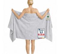 Komfortec Drap de Bain 100x200 cm, 100% Coton, Grande Serviette de Bain, Douce et Très Absorbante, Gris Argenté