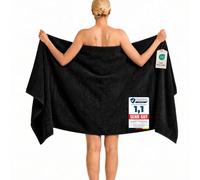 Komfortec Drap de Bain 100x200 cm, 100% Coton, Grande Serviette de Bain, Douce et Très Absorbante, Noir