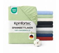 Komfortec Drap-Housse en Jersey 100% Coton - 160 x 200 cm - 135 g/m² - Doux, Respirant et Doux pour la Peau - avec Bord élastique - Certifié Oeko-Tex - pour sommier tapissier, surmatelas et Matelas