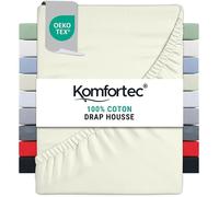 Komfortec Drap-housse Jersey 90x200 cm 100% Coton Écru - Bonnet 30 cm