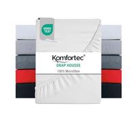 Komfortec Drap Housse Lit 200x200 cm - Microfibre Brossée Douce 90 g/m² - Bonnet 30 cm - Drap avec Élastique Tout Autour - Certifié Oeko-Tex - Respirant & Facile d’Entretien - Blanc