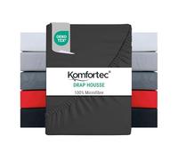 Komfortec Drap Housse Lit 90x200 cm - Microfibre Brossée Douce 90 g/m² - Bonnet 30 cm - Drap avec Élastique Tout Autour - Certifié Oeko-Tex - Respirant & Facile d’Entretien - Anthracite