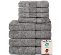 Komfortec Ensemble de Serviettes 8 Pièces, 4 Serviettes de Bain 70x140 cm et 4 Essuie-Mains 50x100 cm, 100% Coton, Gris Anthracite